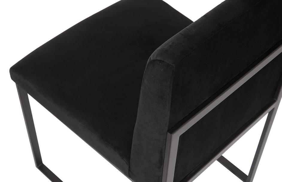 Frozen Dining Chair, Black Velvet Fabric, Matte Black Metal Frame by PHILLIPS COLLECTION