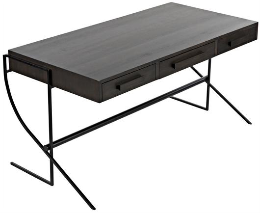 Frank Ebony Walnut Desk with Matte Black Steel Base by Noir Furniture