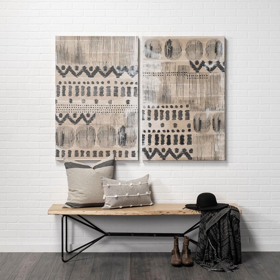 Papillion III 66L x 16W Blonde Wood And Iron Dining Bench by Mercana