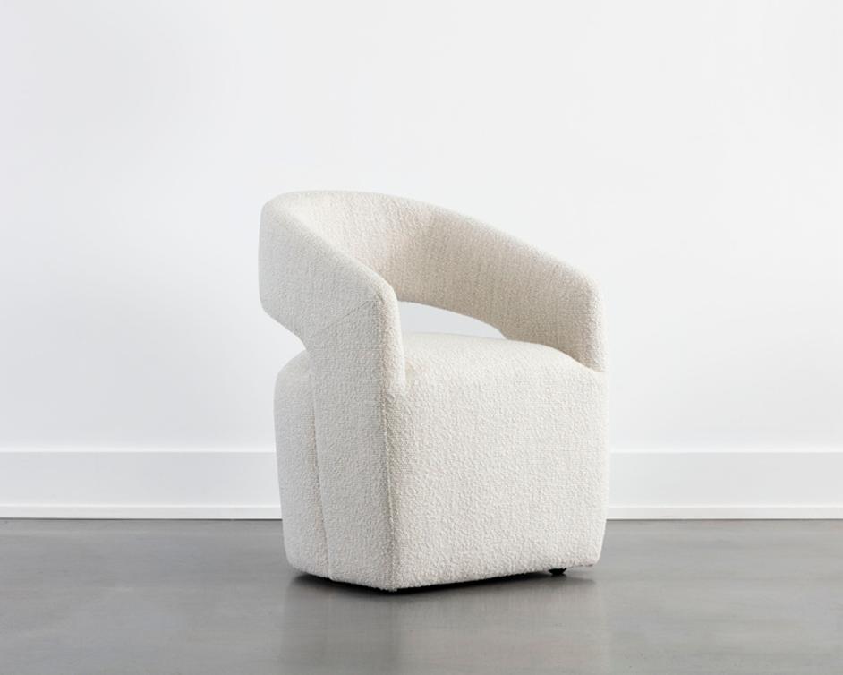 LLORET WHEELED DINING ARMCHAIR - MERINO PEARL by Sunpan