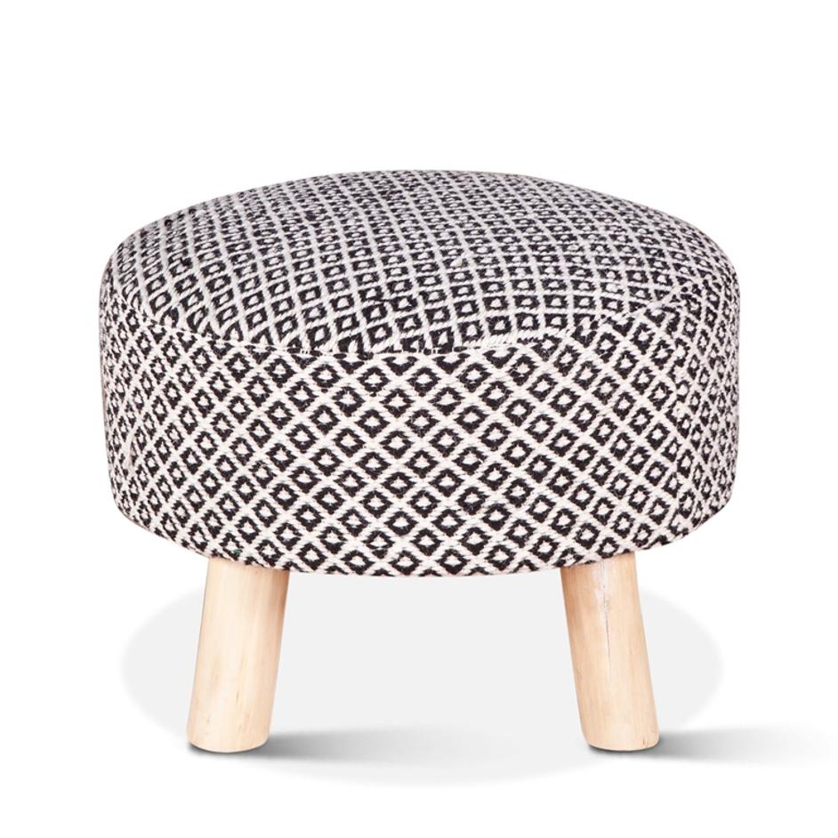 Marrakech 24" Upholstered Handloom Durry Stool by Home Trends & Design