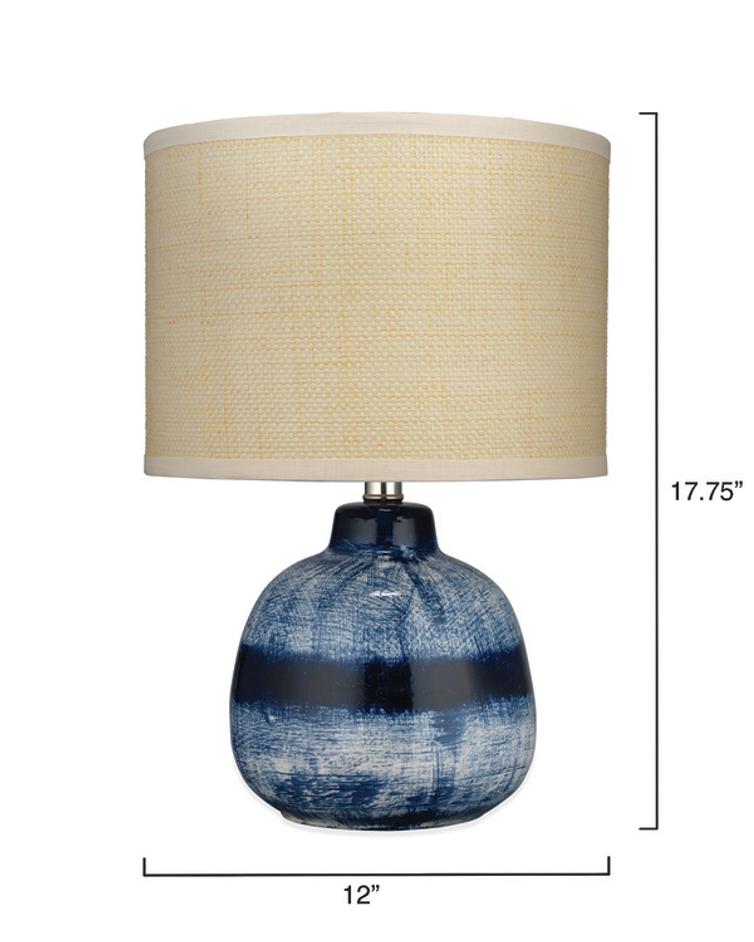 Batik Ceramic Table Lamp with Raffia Shade by Jamie Young