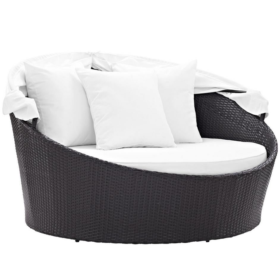 Minerva Canopy Outdoor Patio Daybed In Espresso White by Modway Furniture