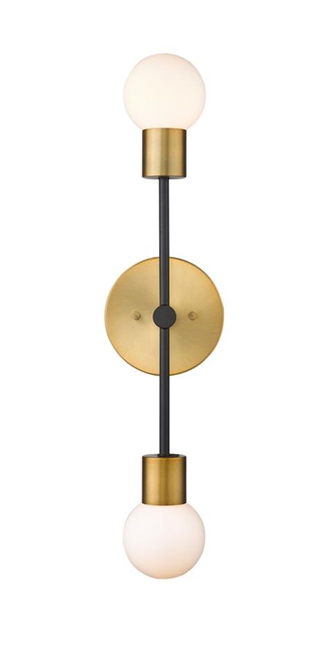 Neutra 2 Light Wall Sconce in Matte Black + Foundry Brass Finish by Z-Lite