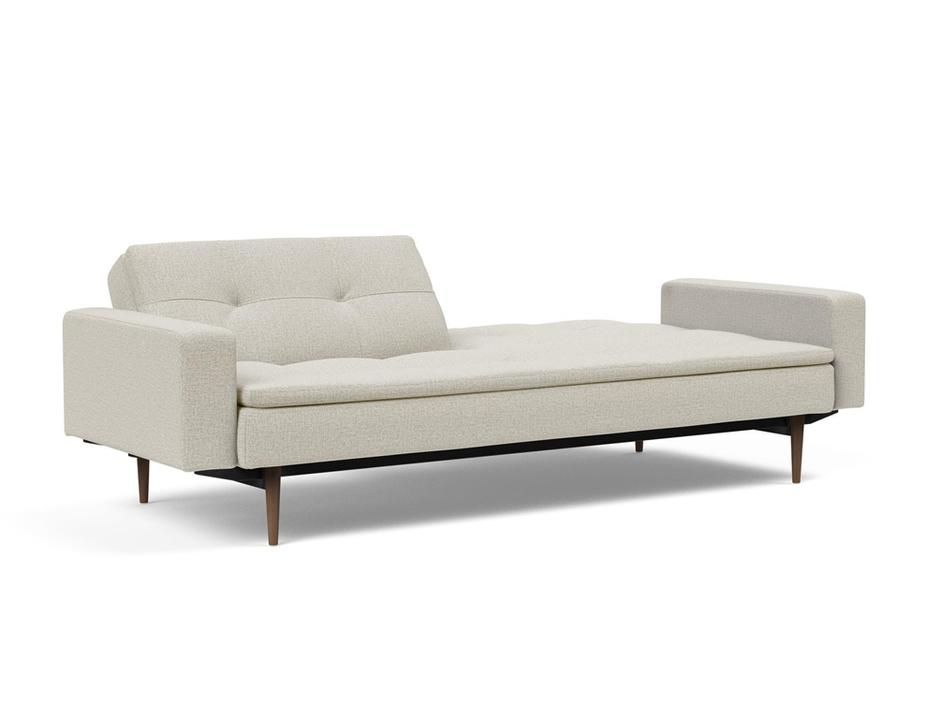 DUBLEXO SLEEPER SOFA W/ARMS in MIXED DANCE NATURAL FABRIC WITH Dark Wood LEGS 527 by INNOVATION USA