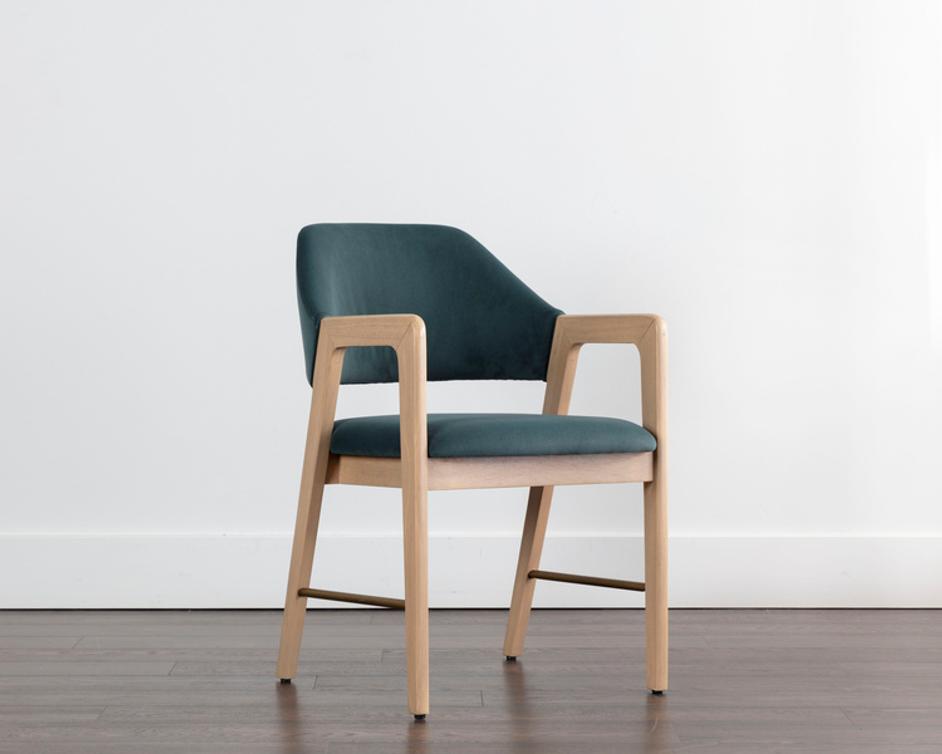 MILTON DINING ARMCHAIR - LIGHT WASH - MEG DUSTY TEAL by Sunpan