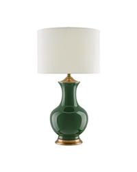 Lilou Green Table Lamp In Green & Antique Brass by Currey & Company