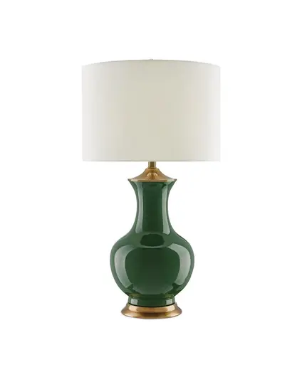 Lilou Green Table Lamp In Green & Antique Brass by Currey & Company