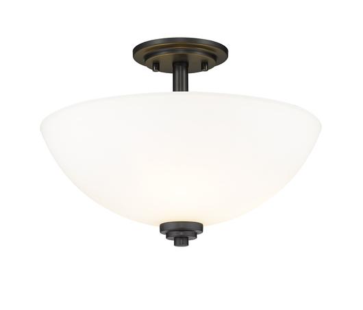Ashton 3 Light Semi Flush Mount in Matte Black Finish by Z-Lite