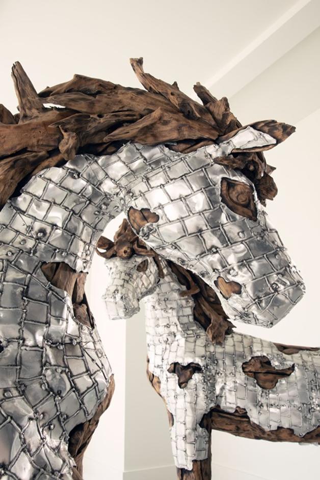 Mustang Horse Armored Sculpture, Galloping by Phillips Collection