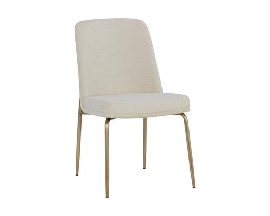 ZEKE DINING CHAIR - ANTIQUE BRASS - BERGEN IVORY by Sunpan