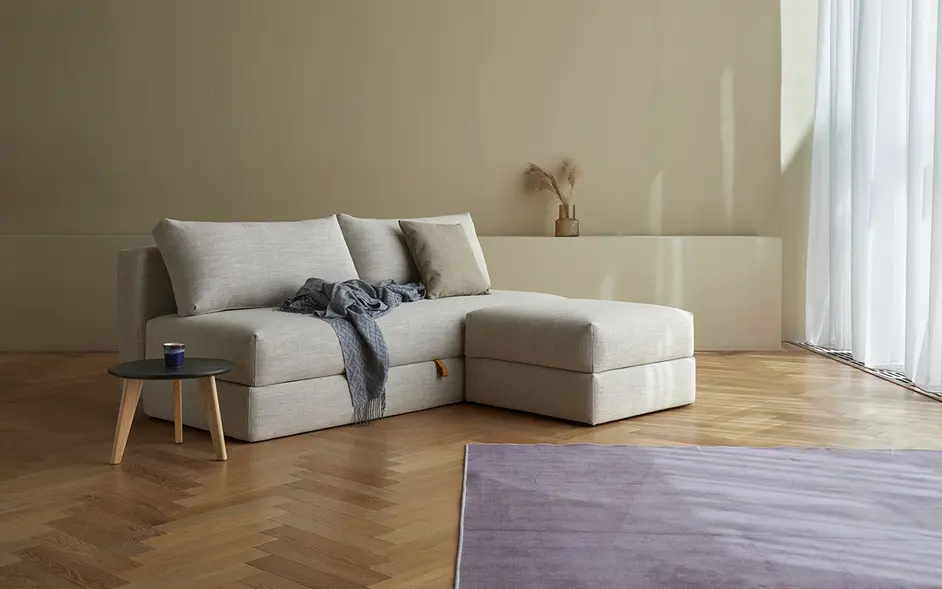 OSVALD FULL SOFABED in KENYA GRAVEL FABRIC WITH Black steel LEGS 579 by INNOVATION USA