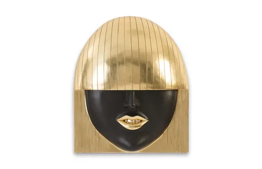 Fashion Faces Wall Art, Large, Smallallile, Black And Gold Leaf by PHILLIPS COLLECTION