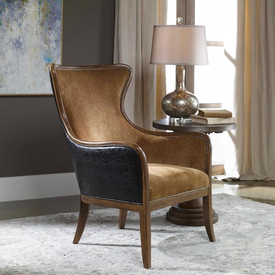 Snowden Tan Wing Chair by Uttermost