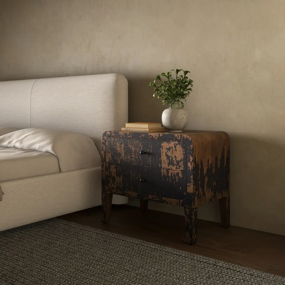Iris Nightstand Distressed Black by Moes Home