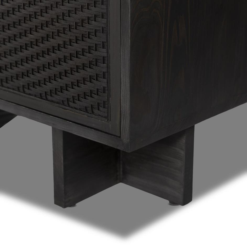 Levon Bar Cabinet In Black Woven Rod Cane by FOUR HANDS