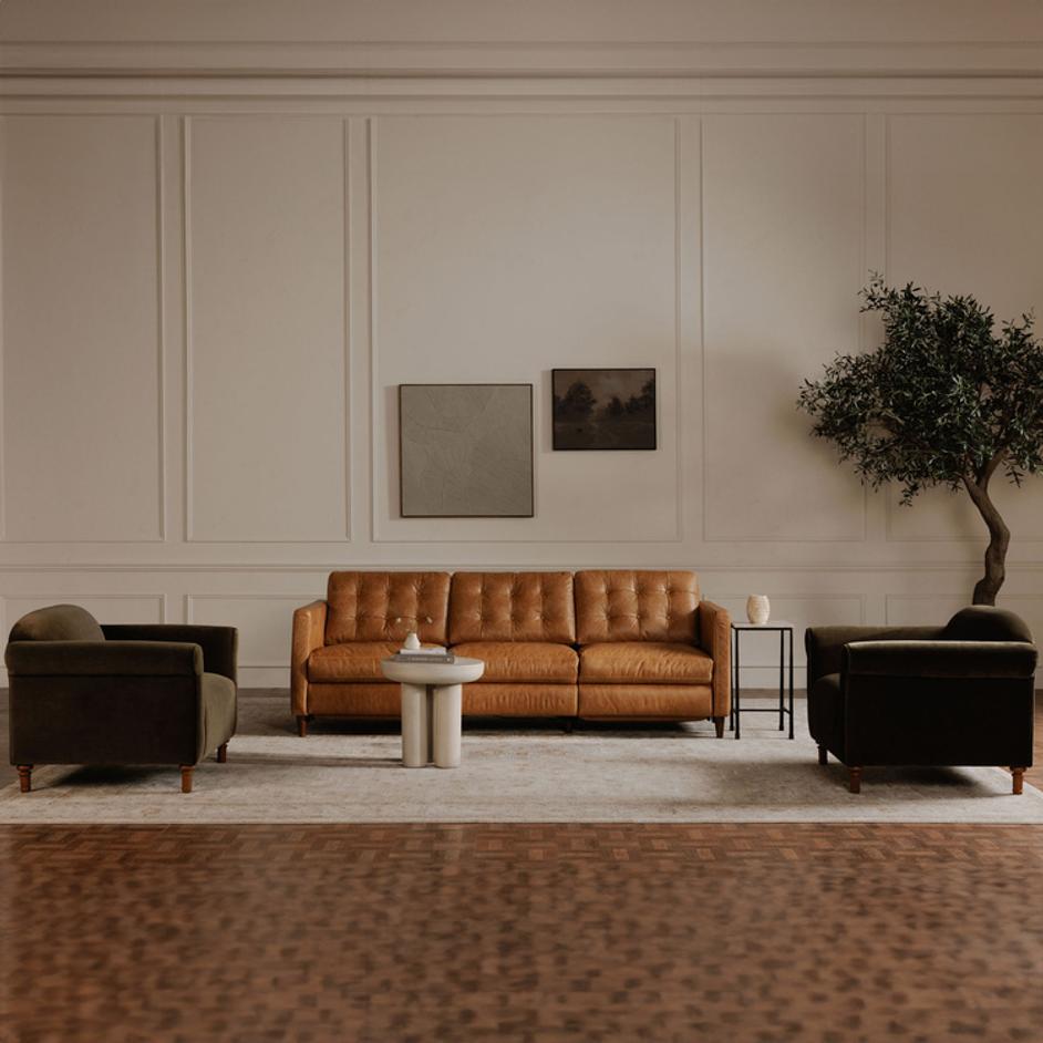 Bridgers Power Recliner Sofa Tan Leather by Moes Home