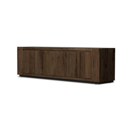 Abaso Media Console In Ebony Rustic Wormwd by FOUR HANDS