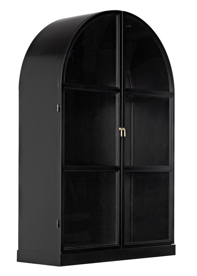 Yoke Hutch Industrial Steel and Glass Matte Black Cabinet by Noir Furniture