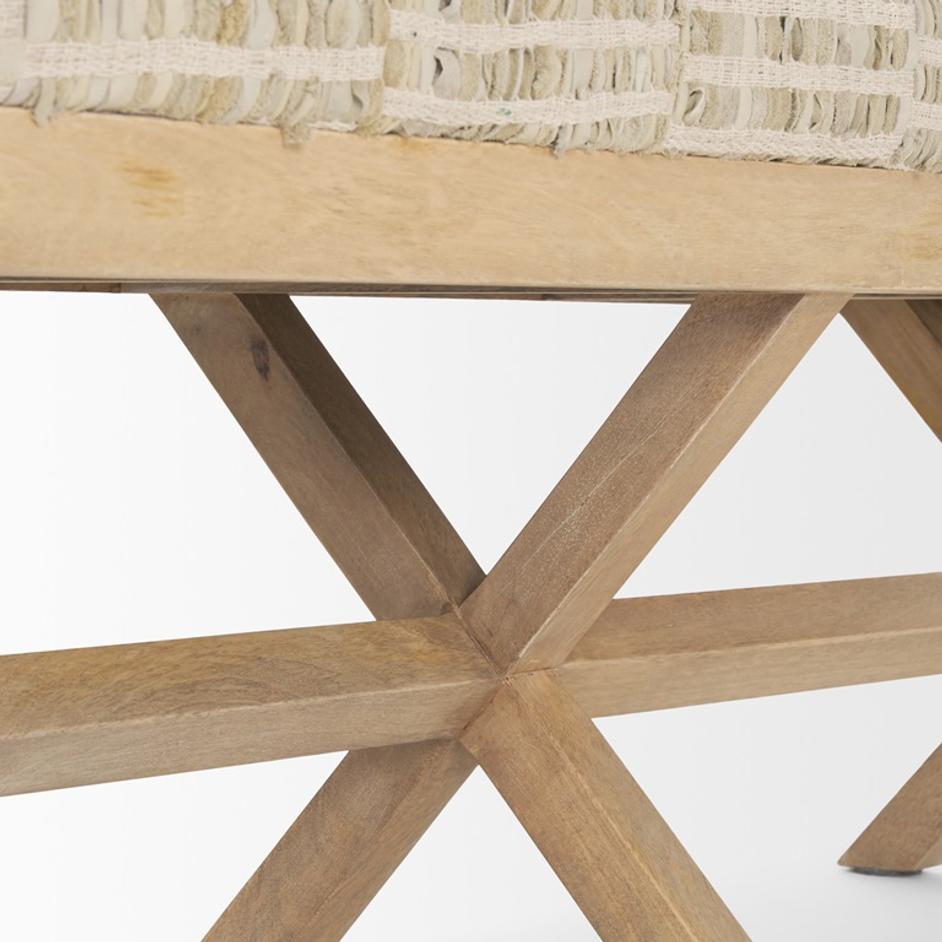 Solis II 50L x 16W Brown Base Beige Woven Leather Cushion Accent Bench by Mercana