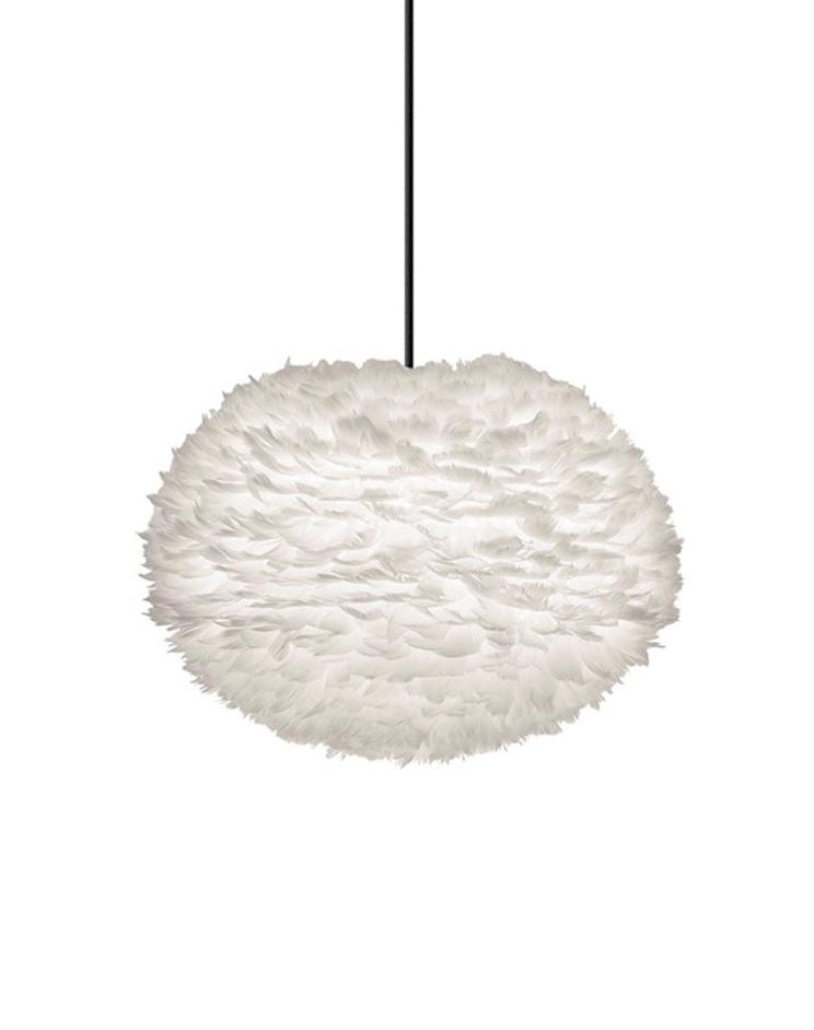 Eos Large Plug-In Pendant in White with Black Cord by UMAGE