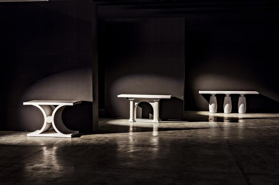 Evelyn Console in White Wash Mahogany and Veneer by Noir Furniture