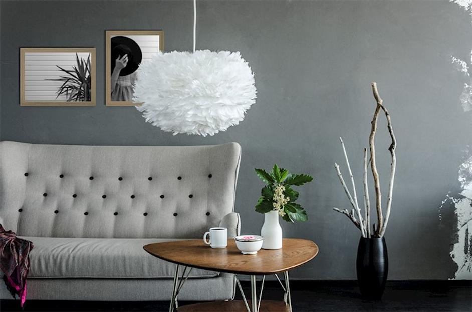 Eos Medium Hardwired Pendant in White with White Cord by UMAGE