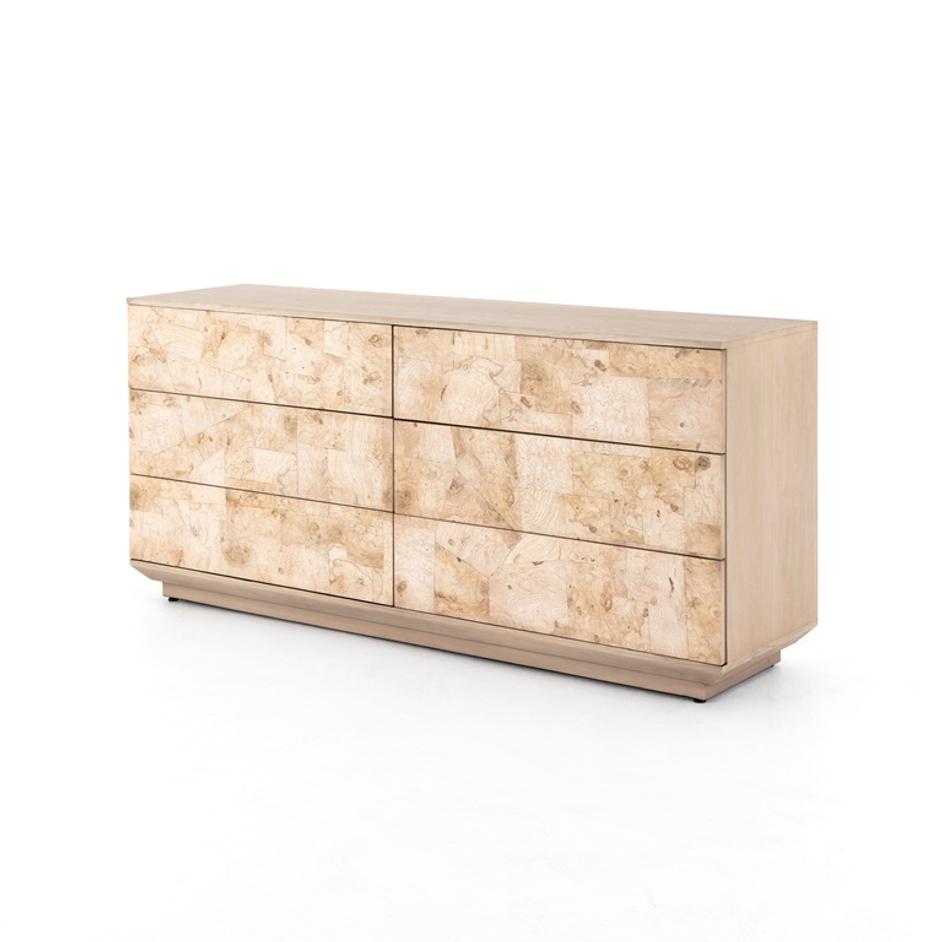 Journey 6 Drawer Dresser In Bleached Burl by FOUR HANDS