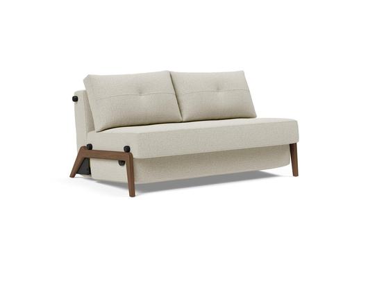 CUBED FULL SOFA BED in MIXED DANCE NATURAL FABRIC WITH Dark Wood LEGS 527 by INNOVATION USA