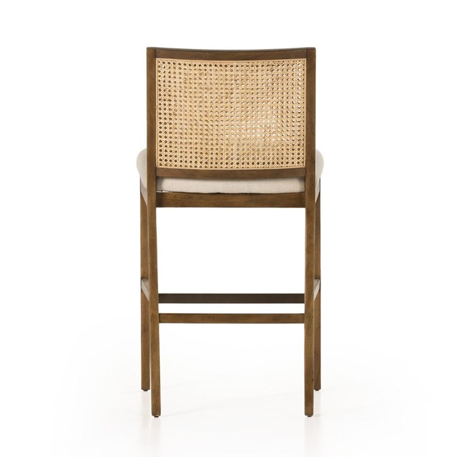 Antonia Cane Armless Bar + Counter Stool - Savile Flax by Four Hands