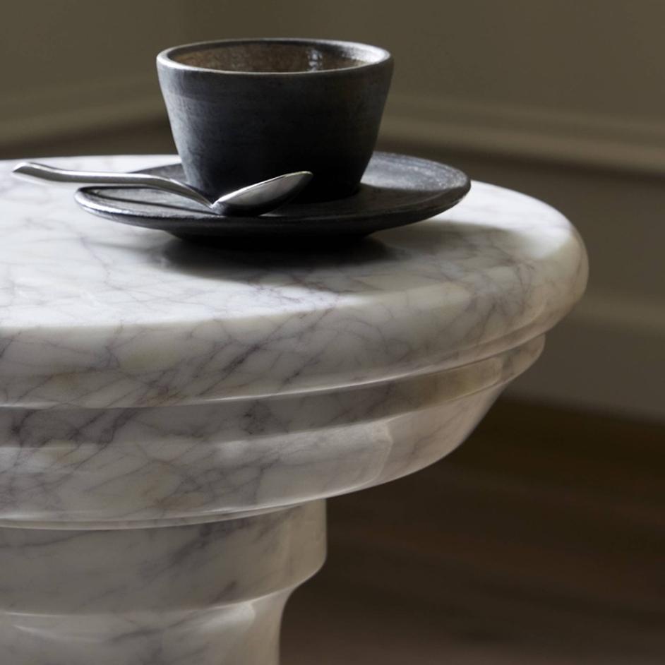 Cyprus End Table - Veined White Marble Solid by Four Hands