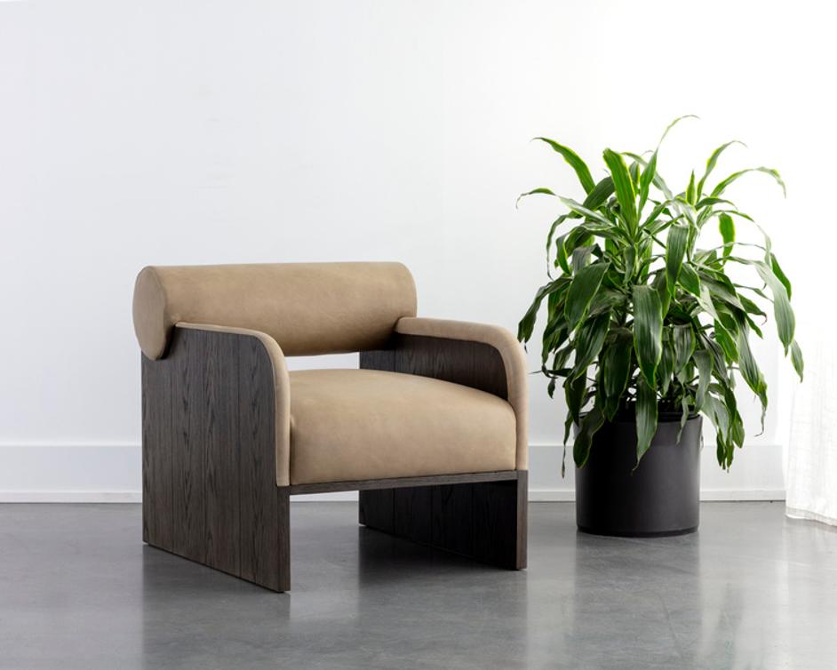 COBURN LOUNGE CHAIR - DARK BROWN - SAHARA SAND LEATHER by Sunpan
