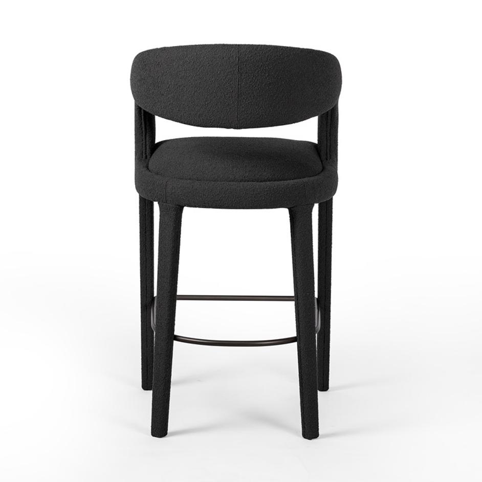 Hawkins Stool In Fiqa Boucle Charcoal In Bar by FOUR HANDS