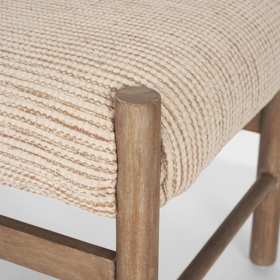 Tadi Rectangular Dark Brown Wood w/ Rug Seat Bench by Mercana