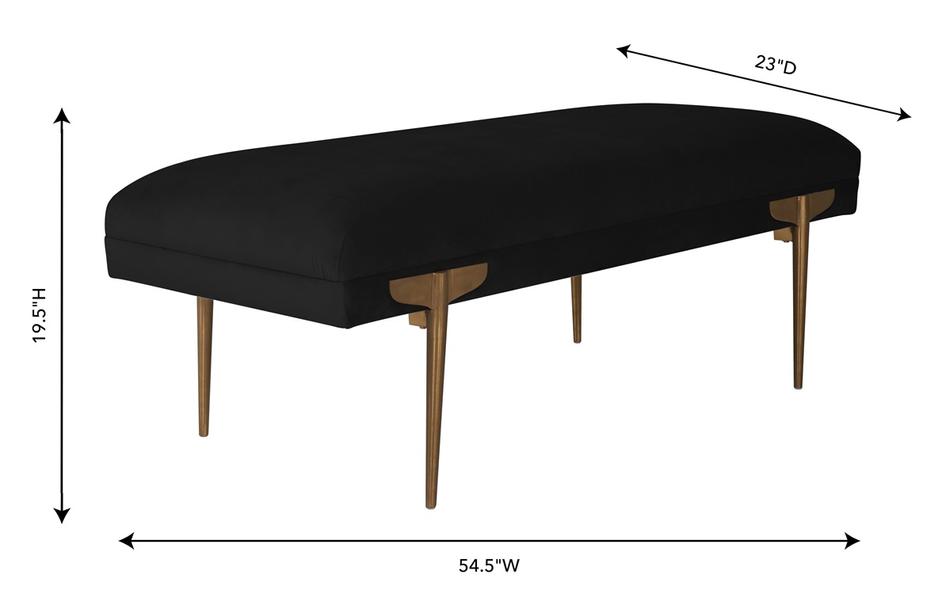 Brno Black Velvet Bench by tov furniture