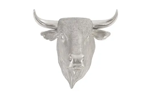 Spanish Fighting Bull Wall Art, Resin, Silver Leaf by PHILLIPS COLLECTION