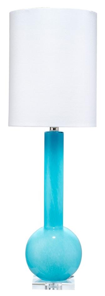 Studio Table Glass Lamp with Linen Shade, Blue by Jamie Young