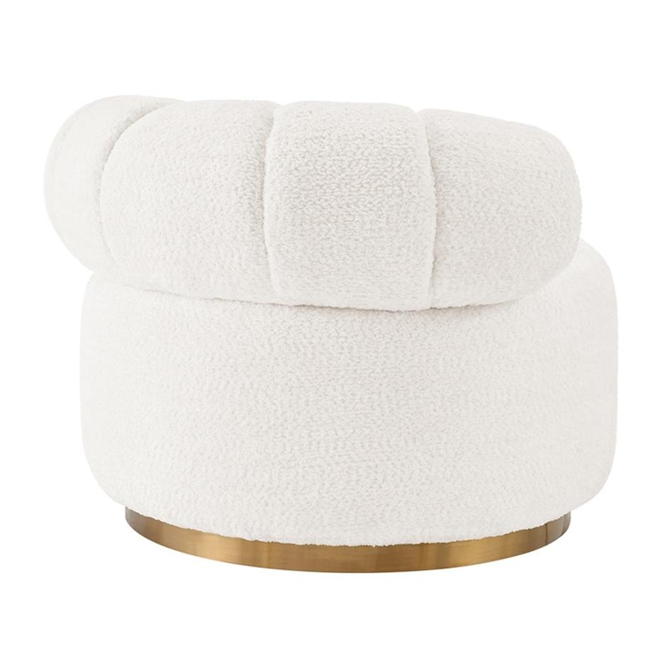 Marcy Fabric w/ Gold Base Swivel Accent Chair, Belmont Ivory by New Pacific Direct