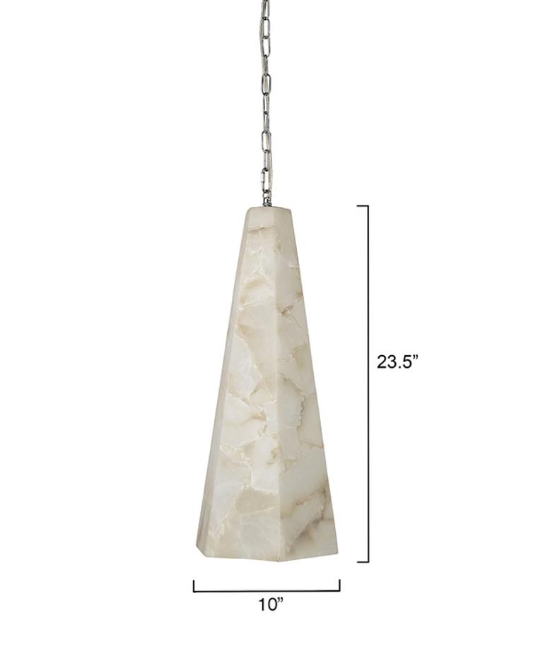 Borealis Alabaster Tall Hexagon 1-Light Pendant by Jamie Young