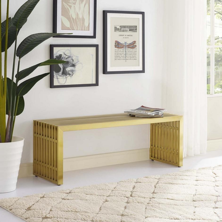 Randolph Medium Stainless Steel Bench In Gold by Modway Furniture