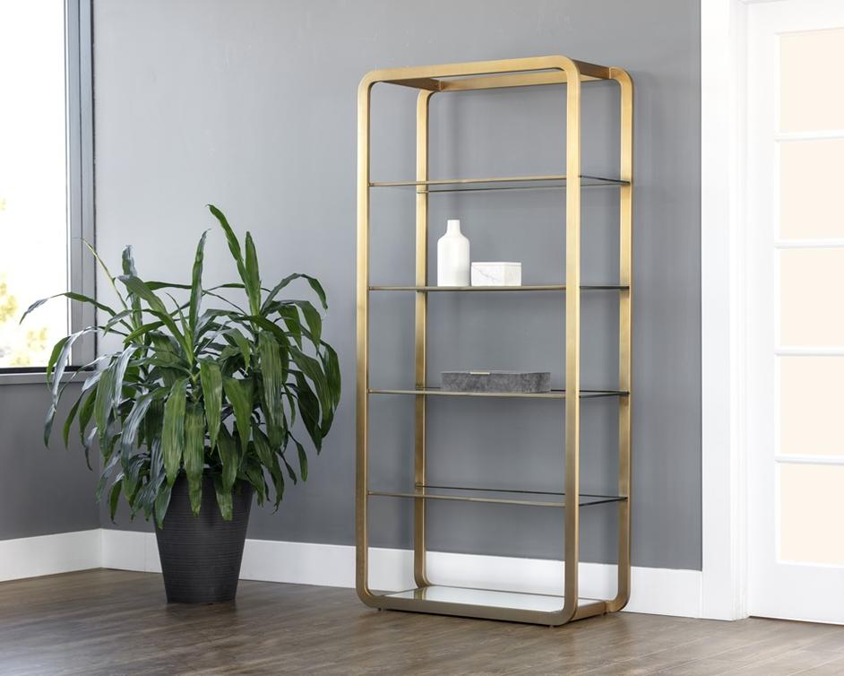 AMBRETTA BOOKCASE - LARGE - GOLD / CLEAR by Sunpan