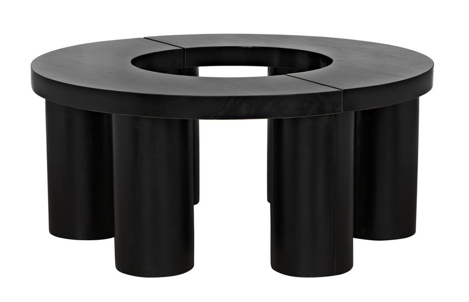 Pluto Mahogany Coffee Table in Hand-Rubbed Black by Noir Furniture