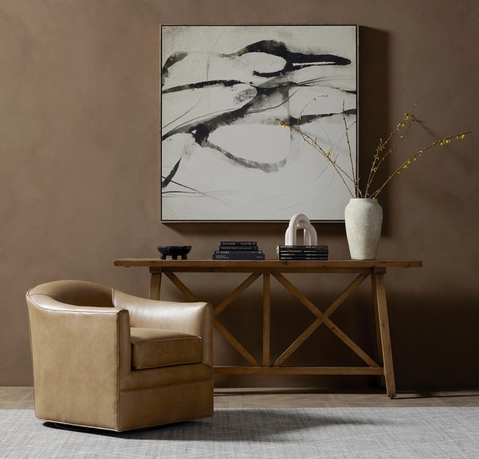 Quinton Swivel Chair In Ontario Taupe by FOUR HANDS