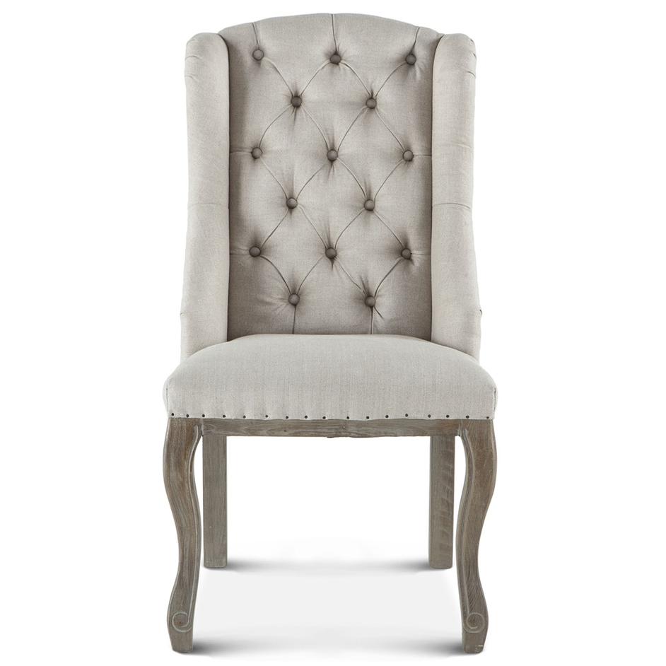 Satine Off-White Tufted Linen Dining Chair by Home Trends & Design