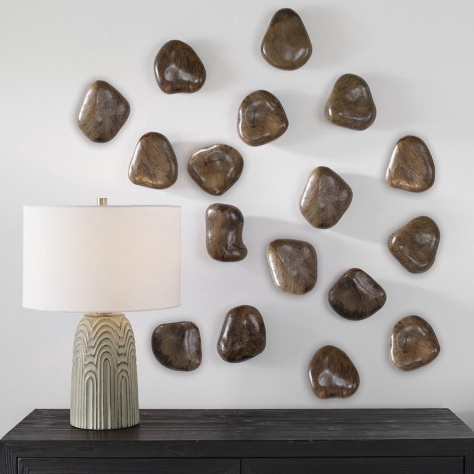 Pebbles Walnut Wood Wall Décor, S/9 by Uttermost