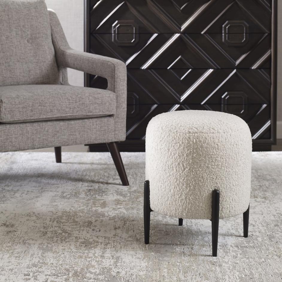 Arles White Shearling Ottoman by Uttermost