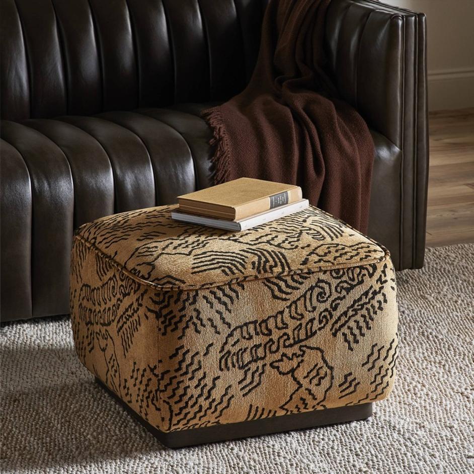 Sinclair Square Ottoman-21" In Balkan Ochre And Sienna Brown by Four Hands