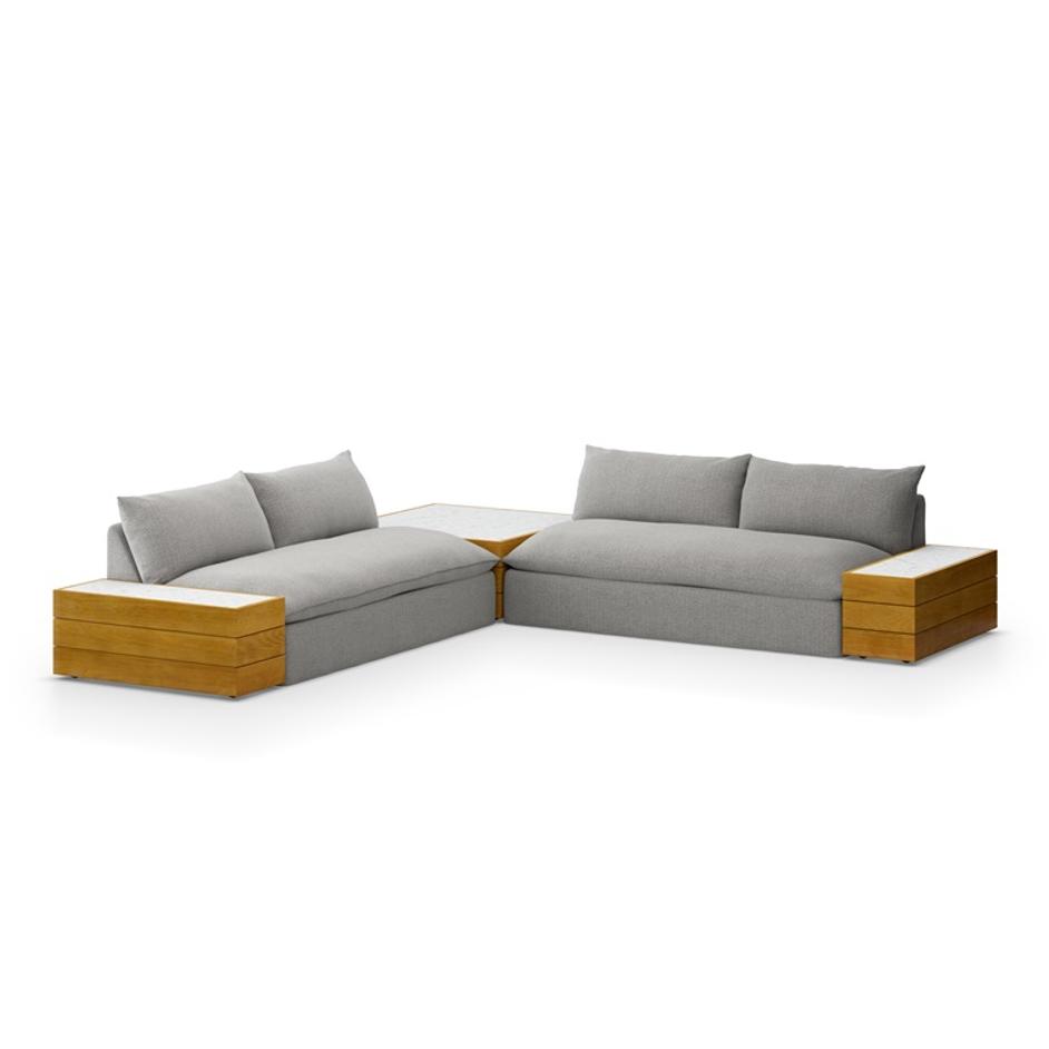 Grant Outdoor 2 Pc Sec W/Coffee&end In Ash by FOUR HANDS