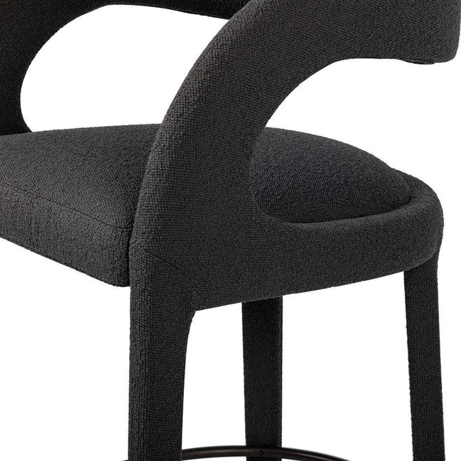 Hawkins Stool In Fiqa Boucle Charcoal In Bar by FOUR HANDS