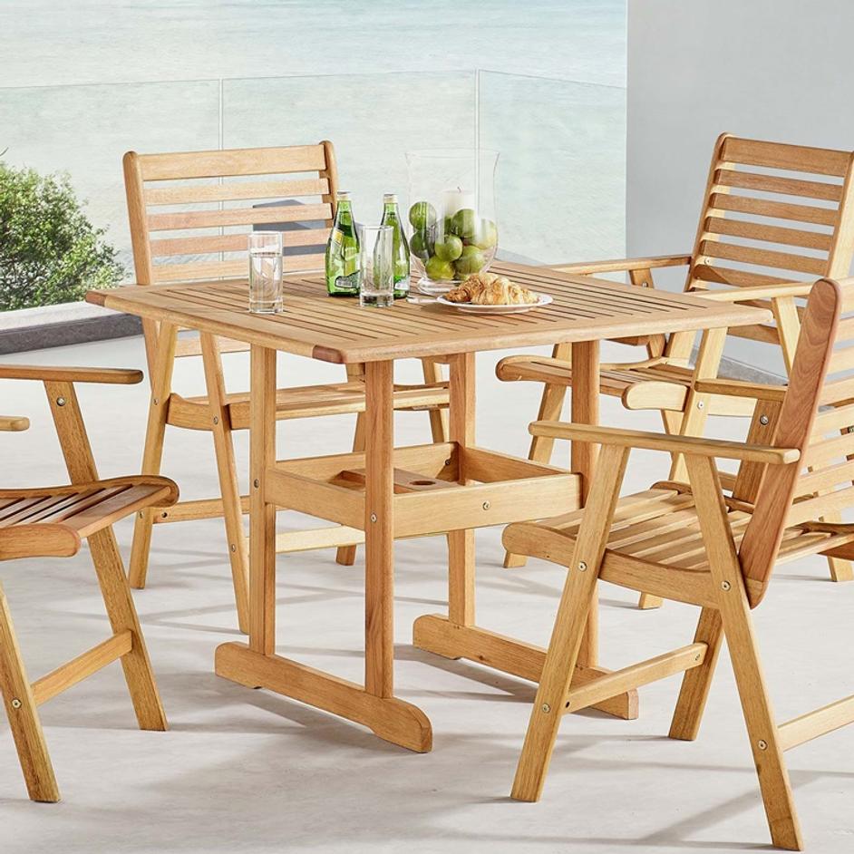 Usamah 36" Square Outdoor Patio Eucalyptus Wood Dining Table In Natural by Modway Furniture